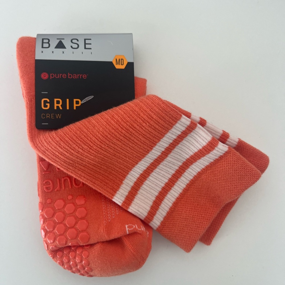 Base Crew Sticky Socks - Coral White